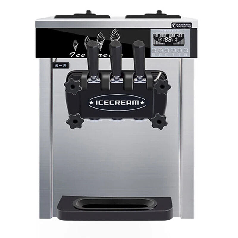 Ice Cream Machine 2 Flavour Countertop Soft Triple Head Ice Cream Dispenser