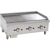 101105 - Gas Countertop Half Ribbed Griddle - Triple Control