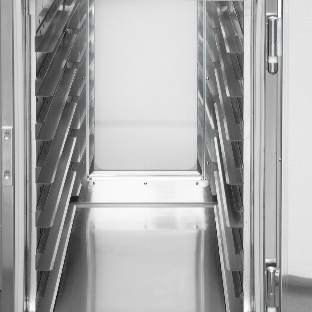 101108 - Freestanding 2 Tier Pass Through Mobile Hot Holding Cabinet - 14 Shelves - HC-14