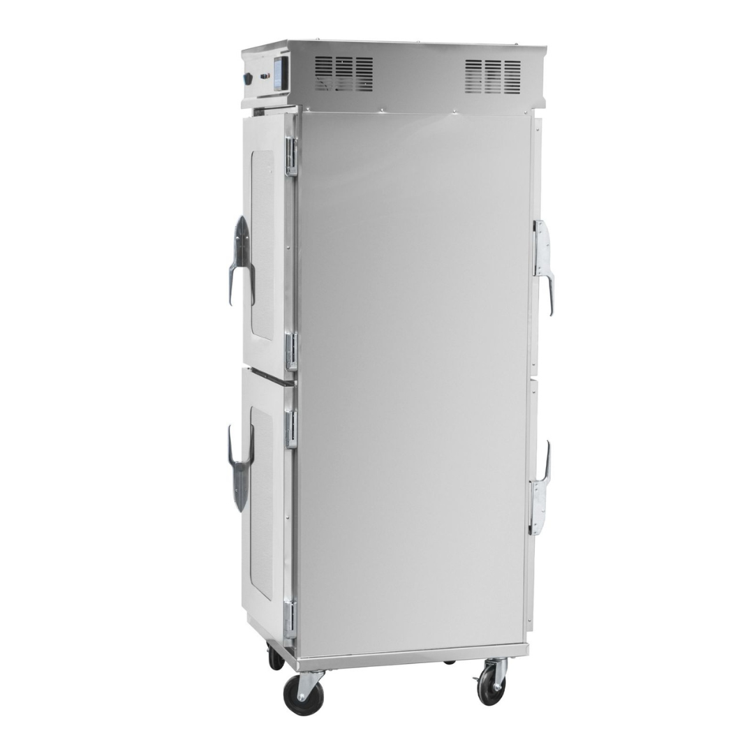 101108 - Freestanding 2 Tier Pass Through Mobile Hot Holding Cabinet - 14 Shelves - HC-14
