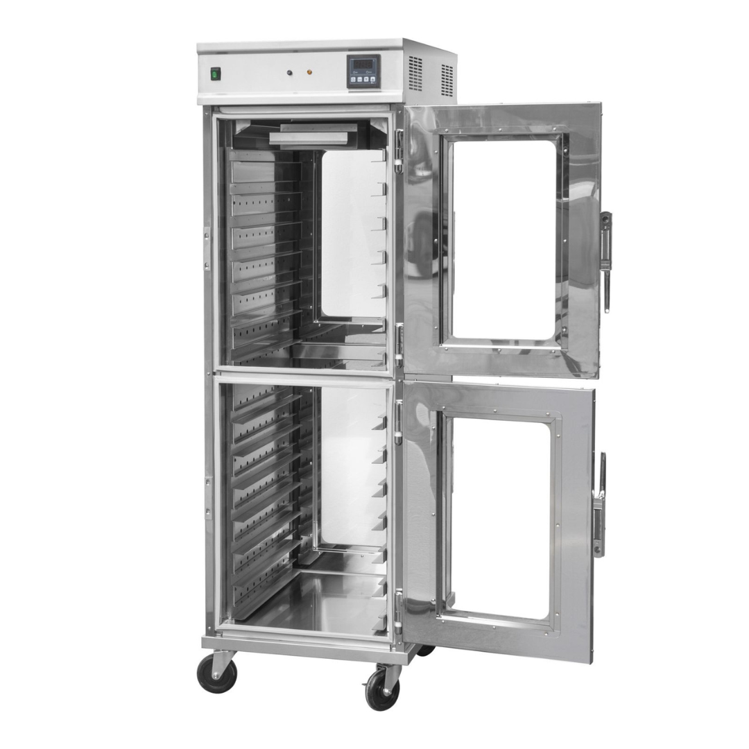 101108 - Freestanding 2 Tier Pass Through Mobile Hot Holding Cabinet - 14 Shelves - HC-14
