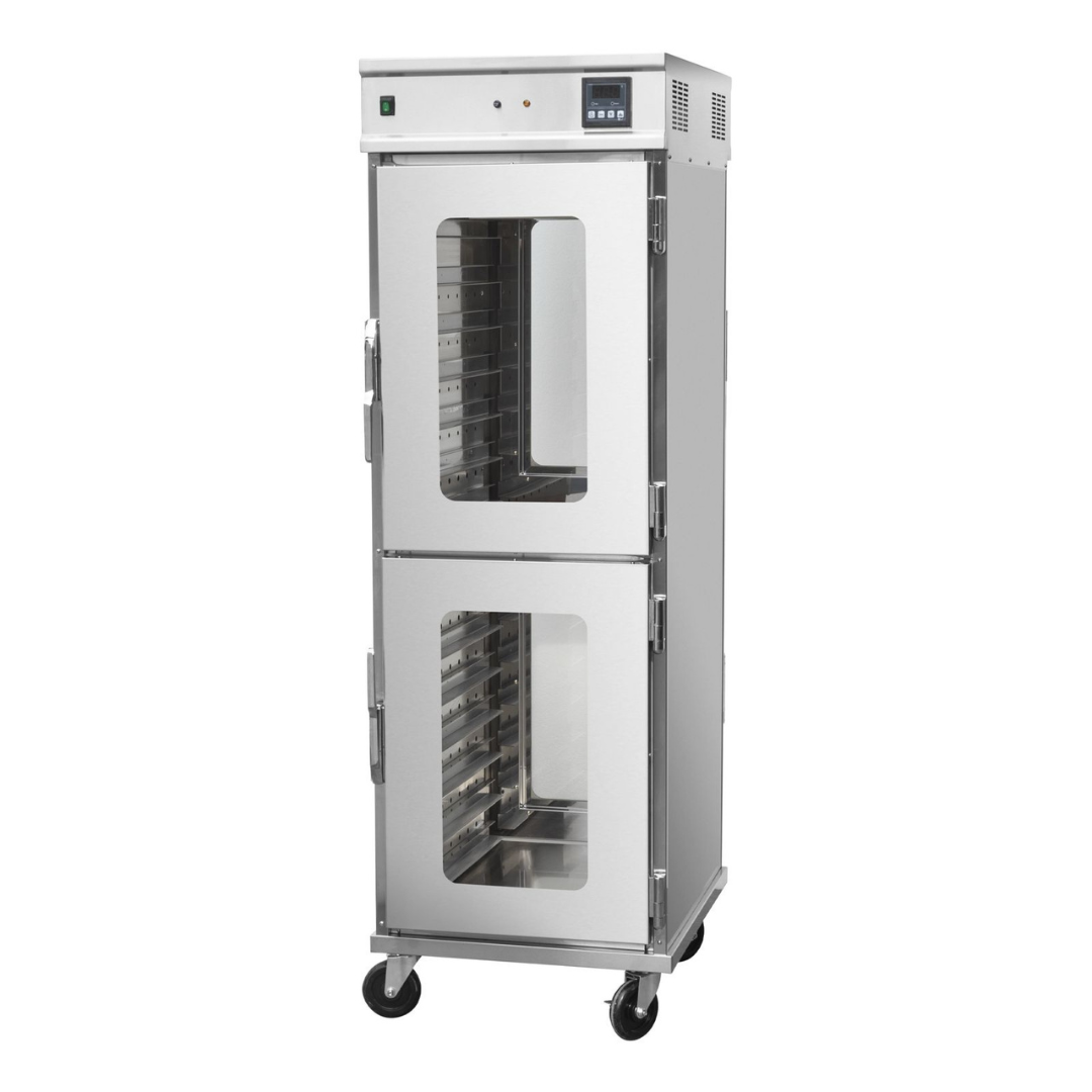 101108 - Freestanding 2 Tier Pass Through Mobile Hot Holding Cabinet - 14 Shelves - HC-14