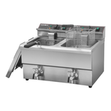 101110 - Commercial Countertop Electric Fryer - 8+8 Litre (Oil) Twin Tank with Drain Tap