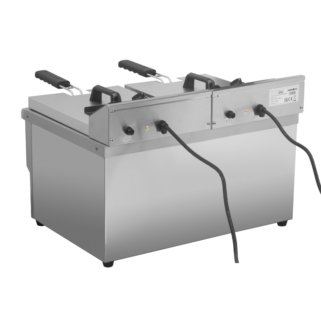 101110 - Commercial Countertop Electric Fryer - 8+8 Litre (Oil) Twin Tank with Drain Tap