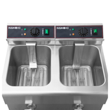 101110 - Commercial Countertop Electric Fryer - 8+8 Litre (Oil) Twin Tank with Drain Tap