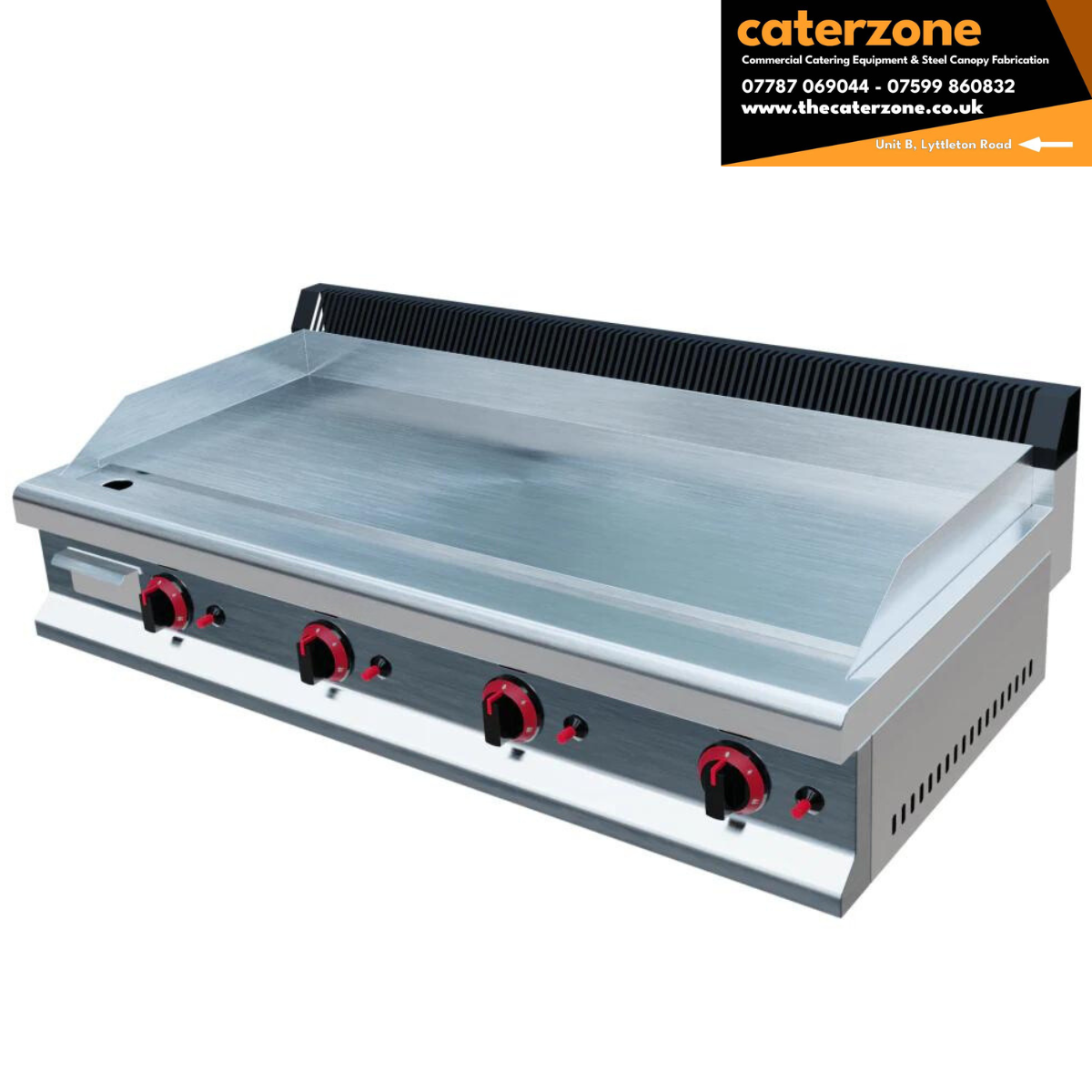 Chrome Plated 4 Burner Gas Griddle 1150mm Wide CHROME TOP