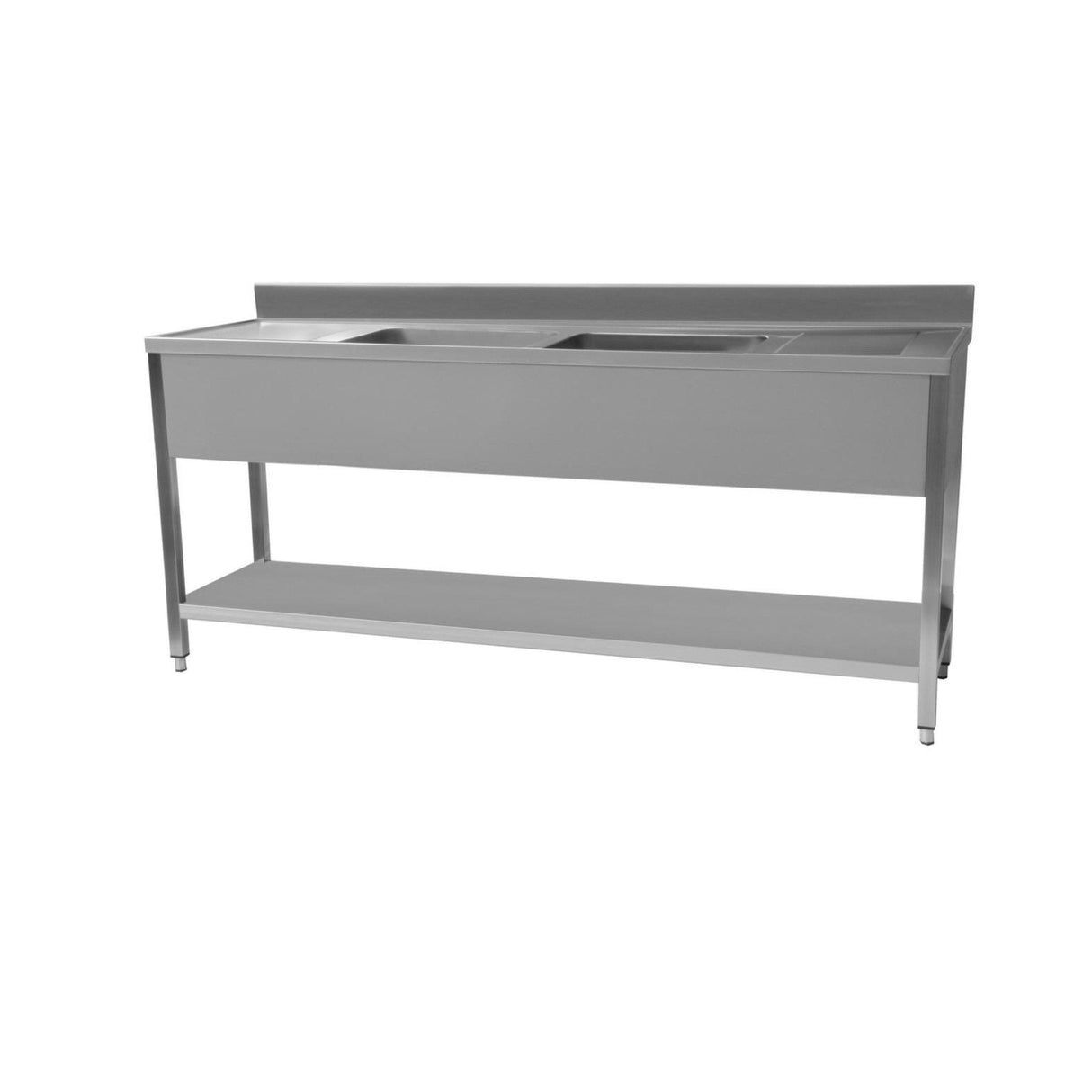 231027 - Stainless Steel Sink 2000x600mm (WxD) Double Drain & Bowl