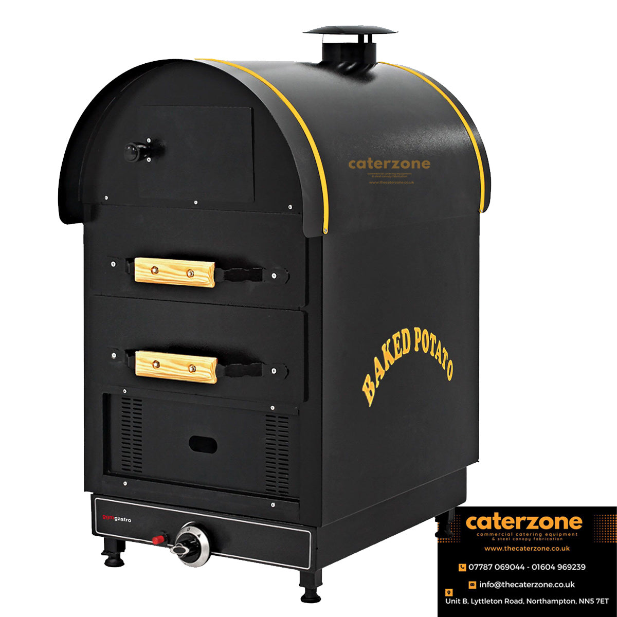 Commercial Gas Jacket Potato Oven Manual Controls - 4.9kW - 500x950x700mm - with 2 drawers-NEW