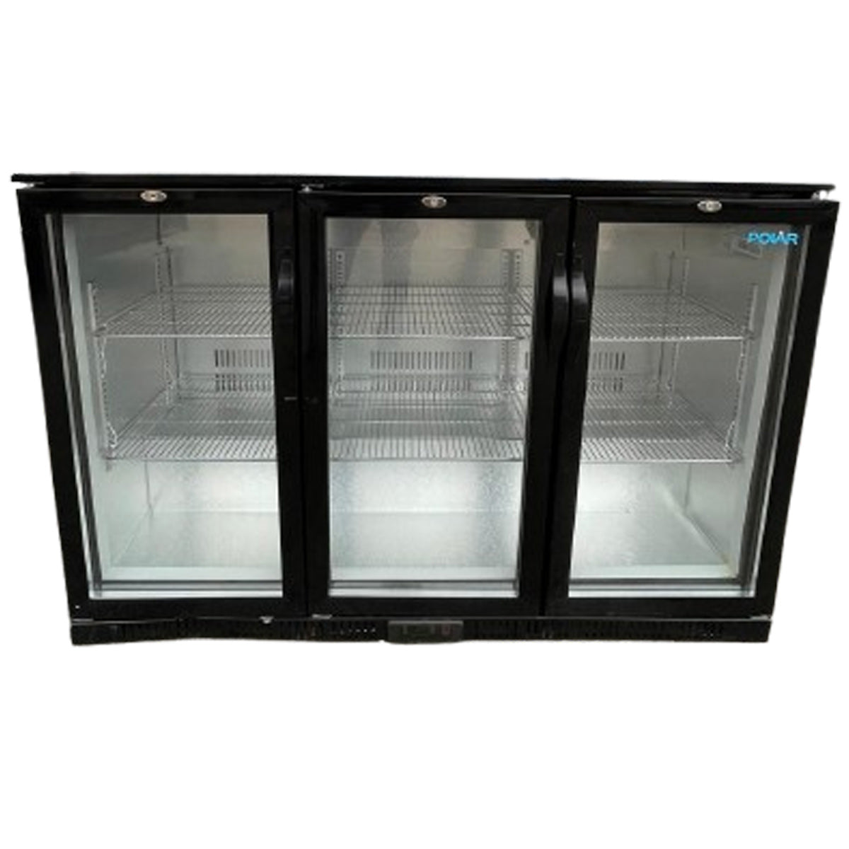 Polar GL004 Triple Hinged Door Back Bar Cooler in Black with LED-B GRADE