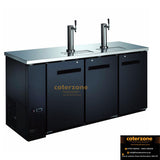 Commercial Direct Draw Beer Dispenser Triple Door Keg Cooler With Double Beer Tap- Black -B GRADE
