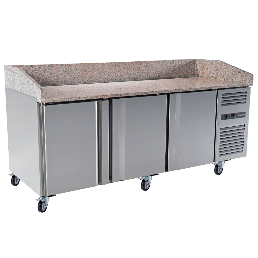 221033 - 3 Door Refrigerated Pizza Counter with Granite Worktop - 485L (PZ3600)