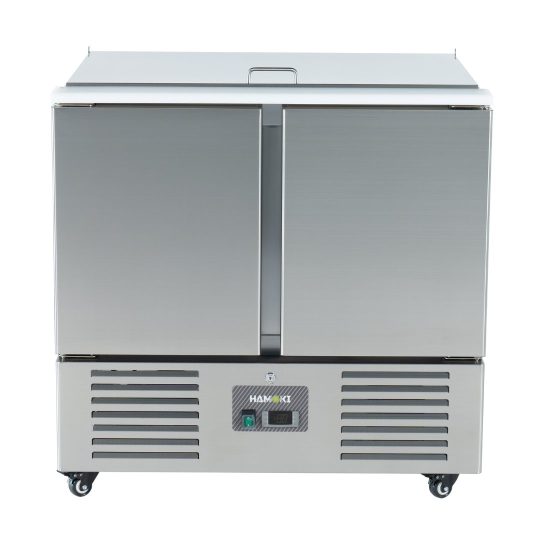 221034 - 2 Door Refrigerated Salad Counter with Lid and Cutting Board - 215L (S900)