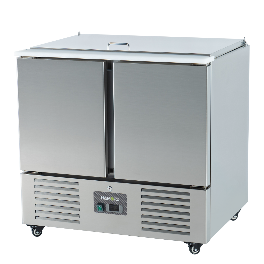 221034 - 2 Door Refrigerated Salad Counter with Lid and Cutting Board - 215L (S900)