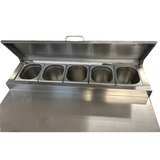 221036 - 2 Door Refrigerated Salad Prep Counter with Stainless Steel Lid and Worktop - 215L (PS200)