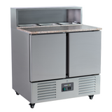 221037 - 2 Door Refrigerated Salad Prep Counter with Granite Worktop - 215L (PS900)