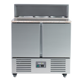 221037 - 2 Door Refrigerated Salad Prep Counter with Granite Worktop - 215L (PS900)