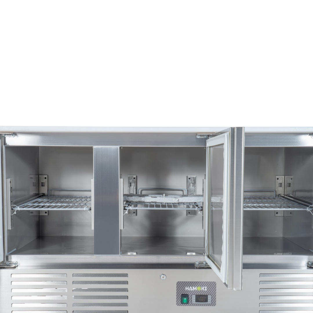 221040 - 3 Door Refrigerated Salad Counter with Lid and Polyethylene Cutting Board - 346L (S903)