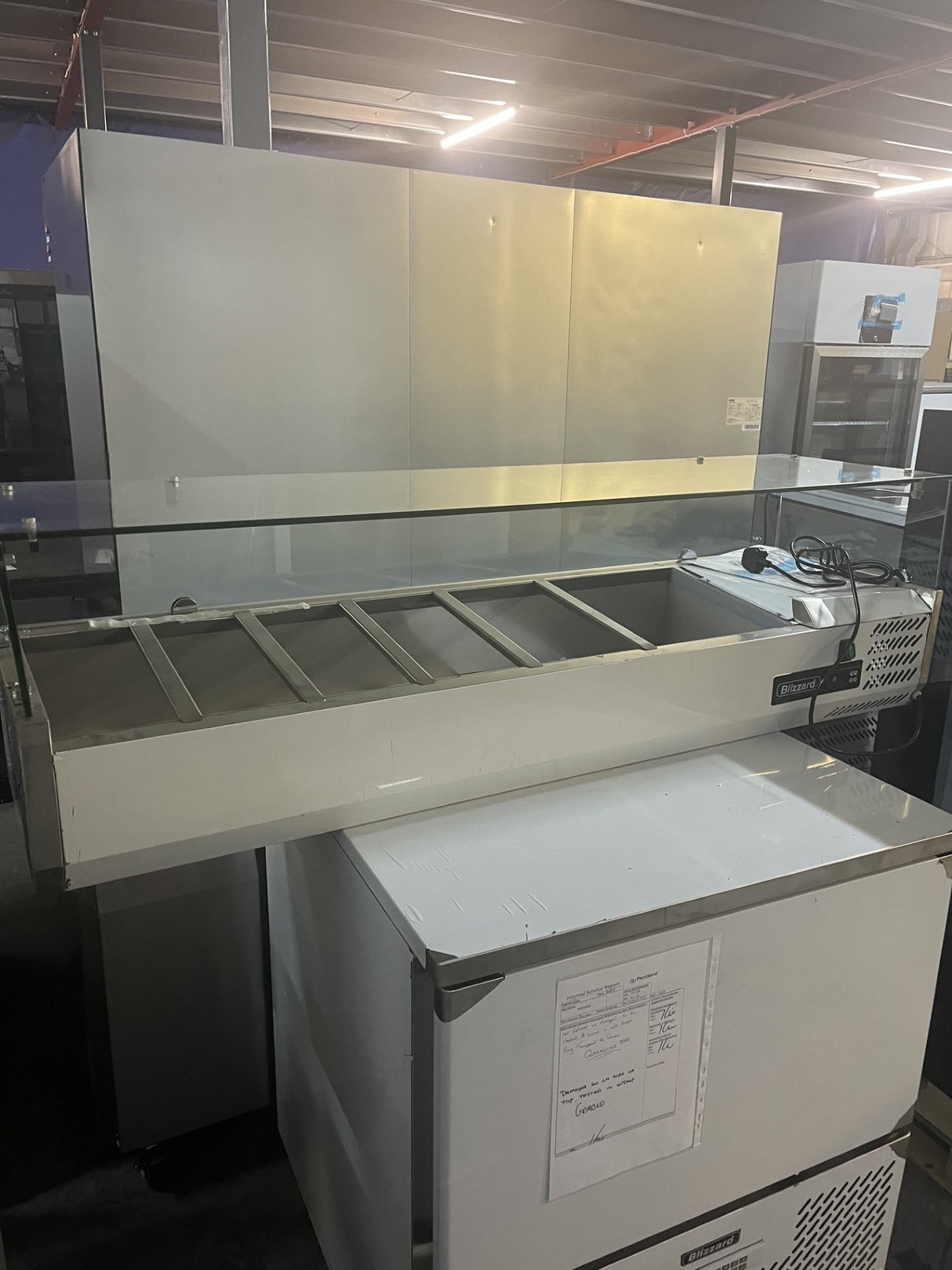1.5m Glass Canopy 1/4 Gastronorm Prep Top
