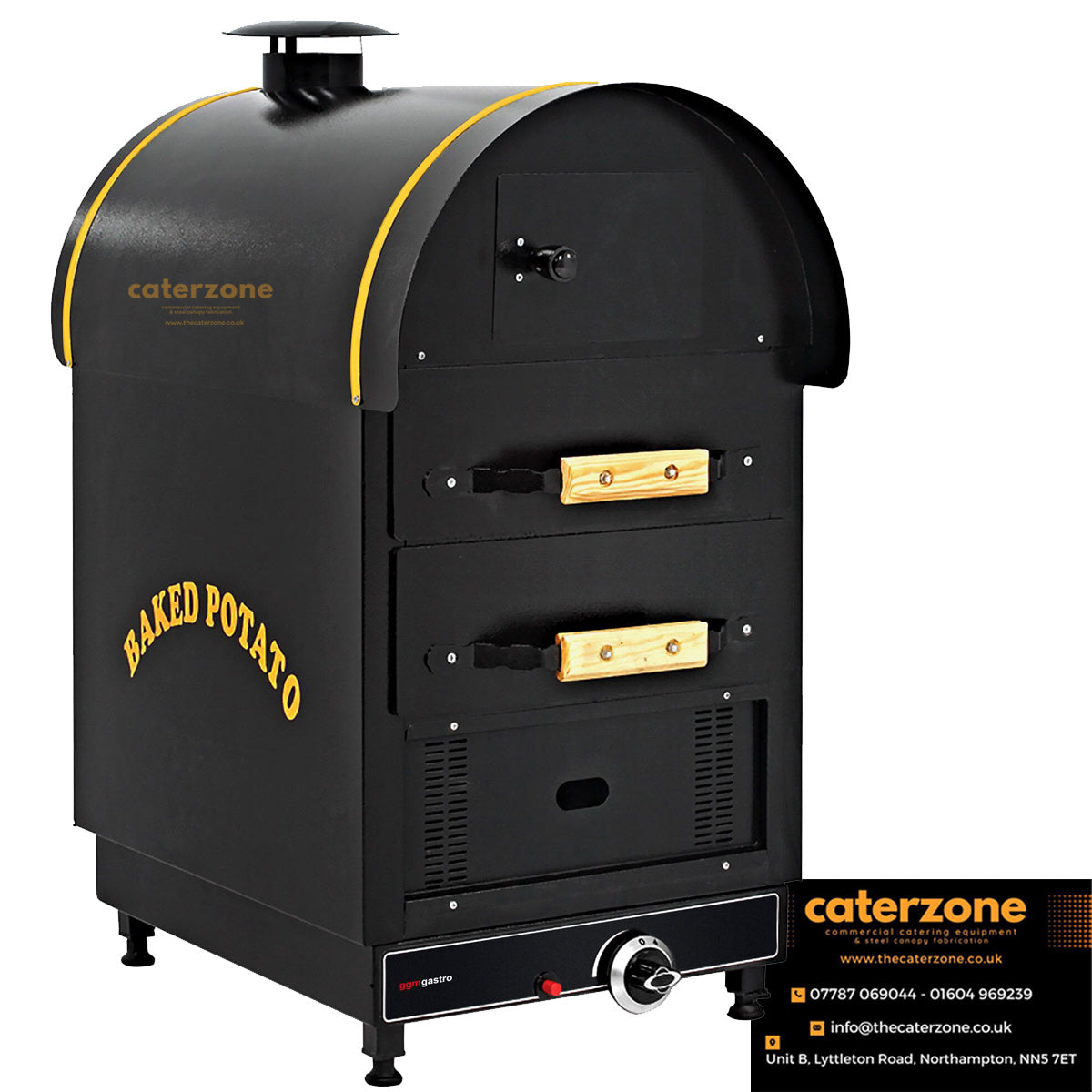 Commercial Gas Jacket Potato Oven Manual Controls - 4.9kW - 500x950x700mm - with 2 drawers-NEW