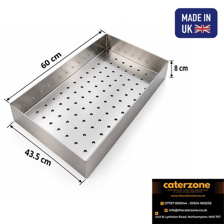 UK Made Stainless Steel Perforated Steamer Tray – 60 x 43.5 x 8 cm – image 2
