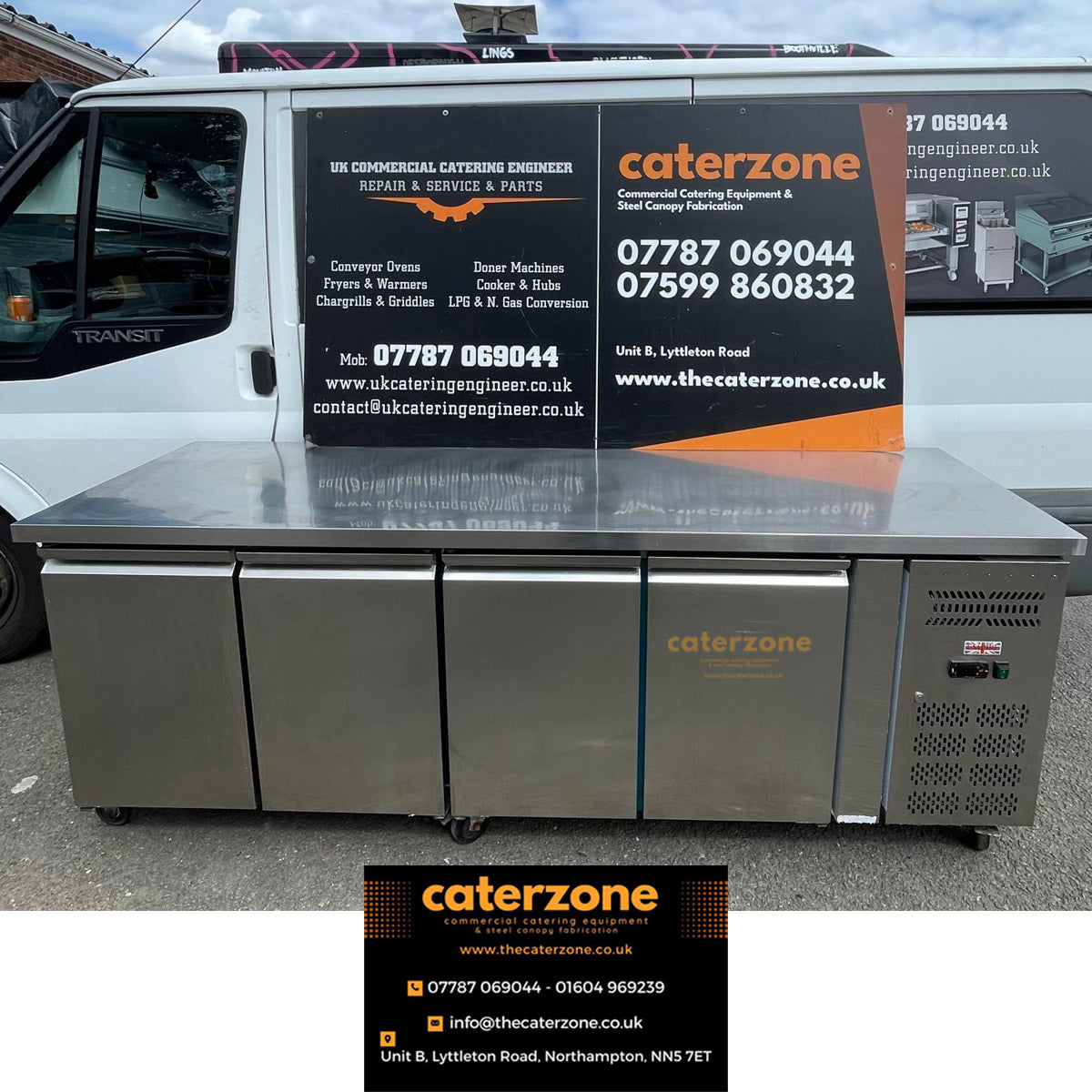 4 Door Refrigerated Prep Counter Fridge with castors -Refurbished