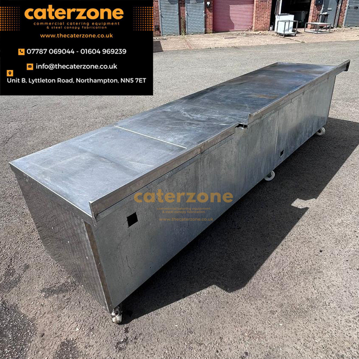 Stainless steel work table cupboard with sliding door-USED