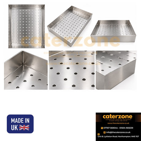 UK Made Stainless Steel Perforated Steamer Tray – 60 x 43.5 x 8 cm – image 3