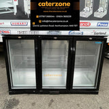Polar GL004 Triple Hinged Door Back Bar Cooler in Black with LED-B GRADE