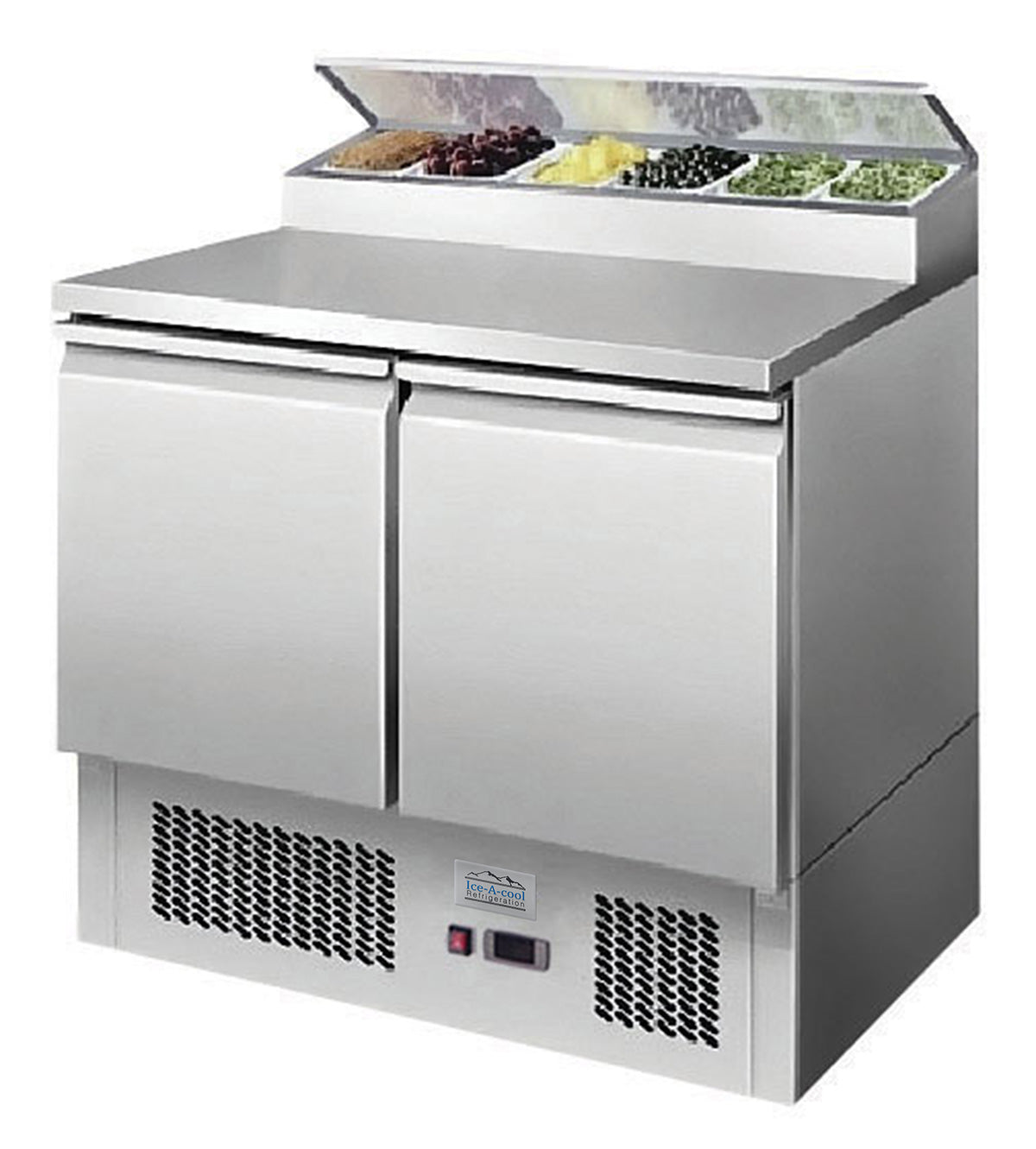 Ice-A-Cool ICE3832GR 2 Door Refrigerated Saladette Prep Counter 300 Litres