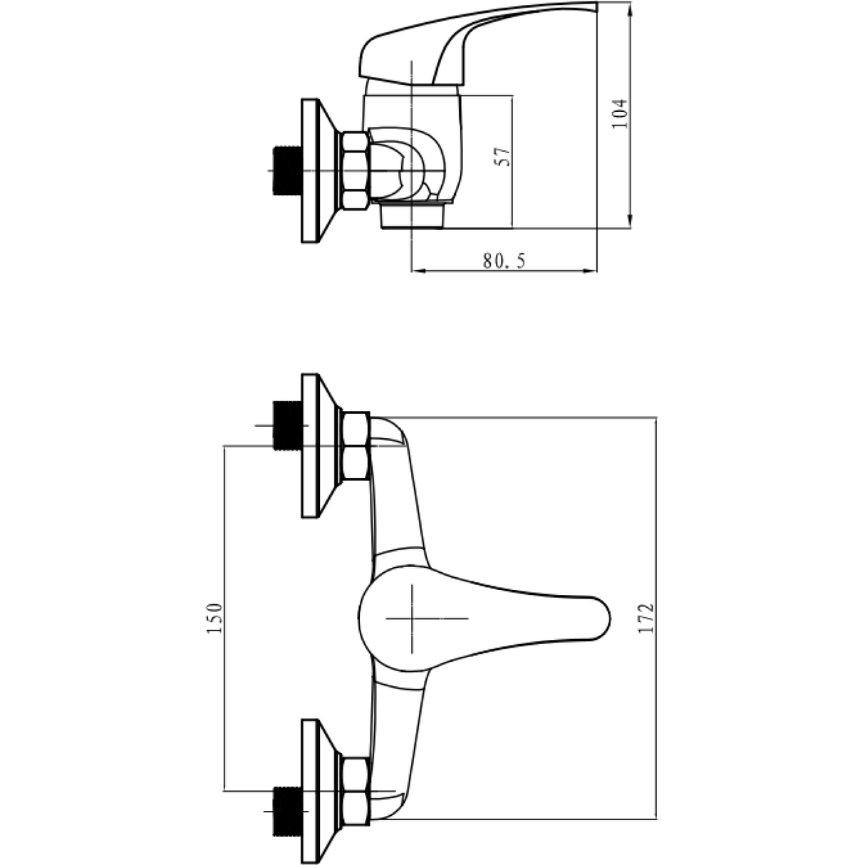 Wall Mounted Mixer Tap Single Lever Chrome