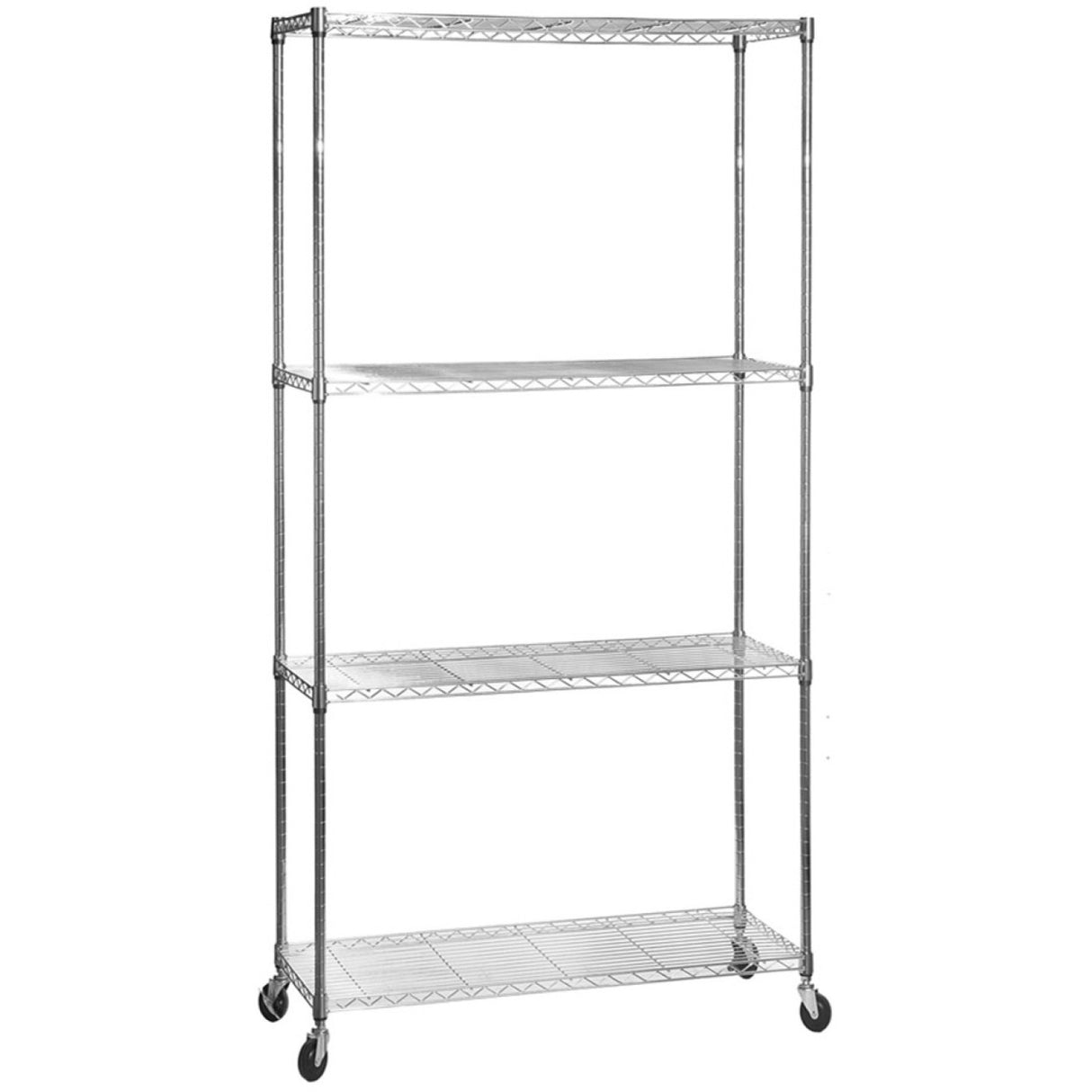 Commercial Shelving Unit 4 Tier With Wheels 1000kg Width 1500mm Depth 600mm Chrome Wire |  Amj500