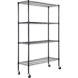 Commercial Shelving Unit 4 Tier With Wheels 1000kg Width 1500mm Depth 600mm Black Wire |  Amj504