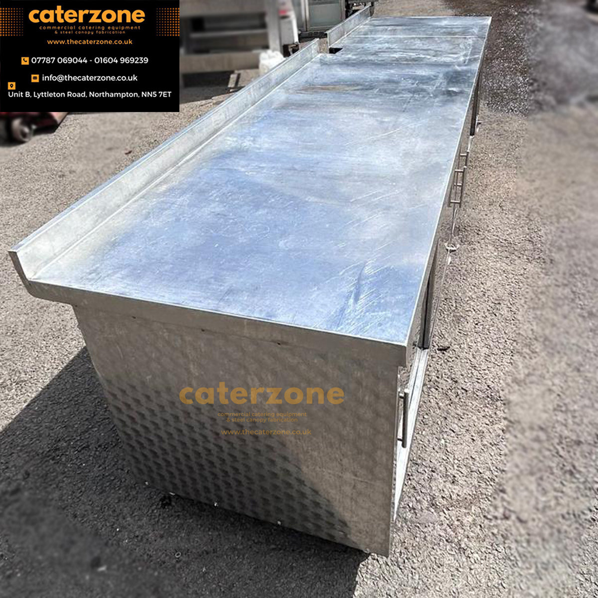 Stainless steel work table cupboard with sliding door-USED