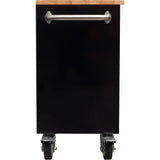 Heavy Duty Steel Rolling Tool Chest With Wooden Worktop 6 Drawers 1 Double Door Side Cabinet 1674x489x907mm Black | 602038 Ablack