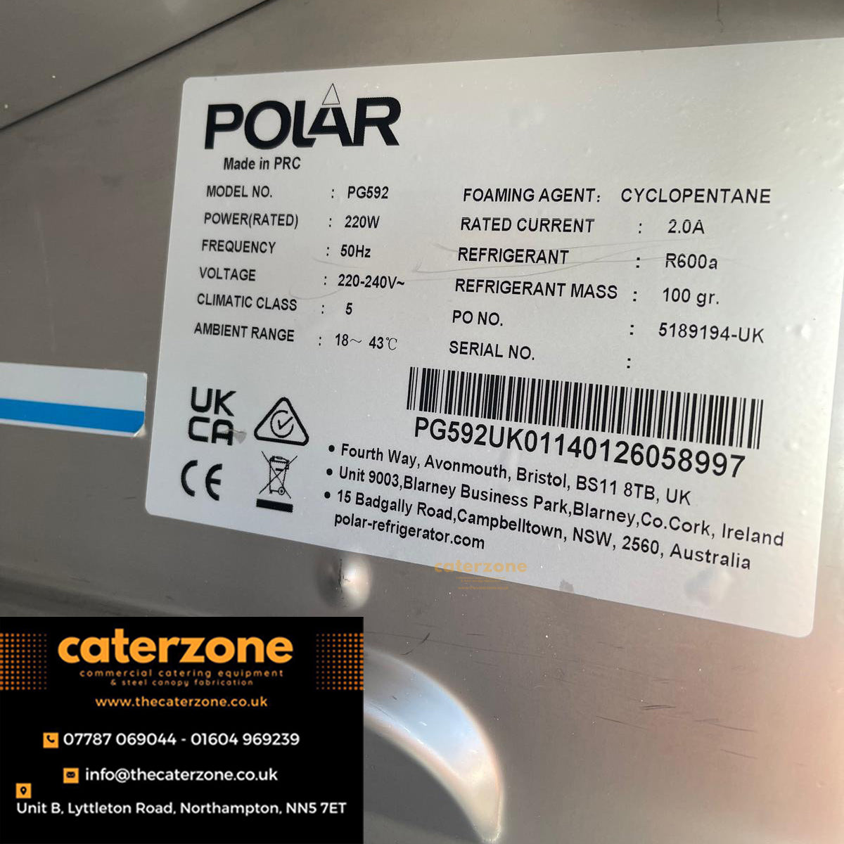 Polar G-Series Upright Fridge 600Ltr-Refurbished