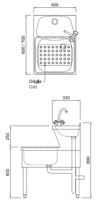 Stylish Combisteel Hand Washbasin - Model 7013.0765