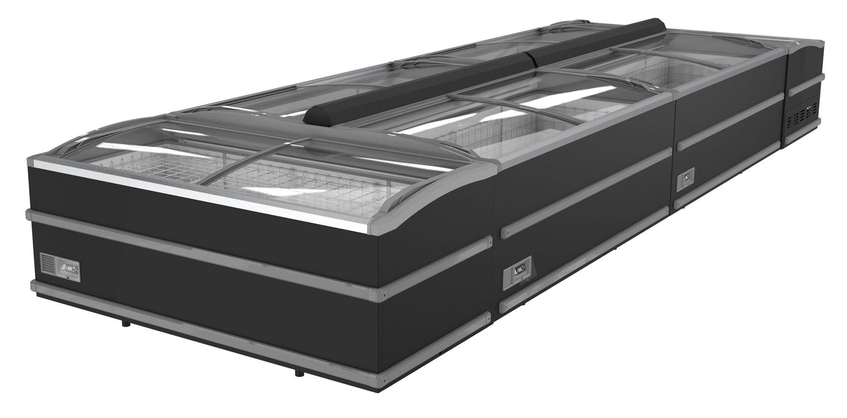 Revolutionary 870L Curved Glass Lid Chest Freezer by Combisteel - Perfect Supermarket Display!