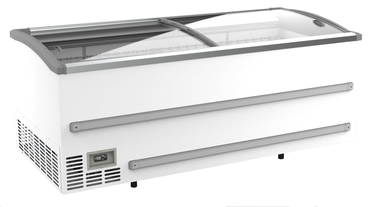 Discover the Combisteel Ultimate Supermarket Display Chest Freezer with Sleek Curved Glass Lid - Spacious 1005 Litres!