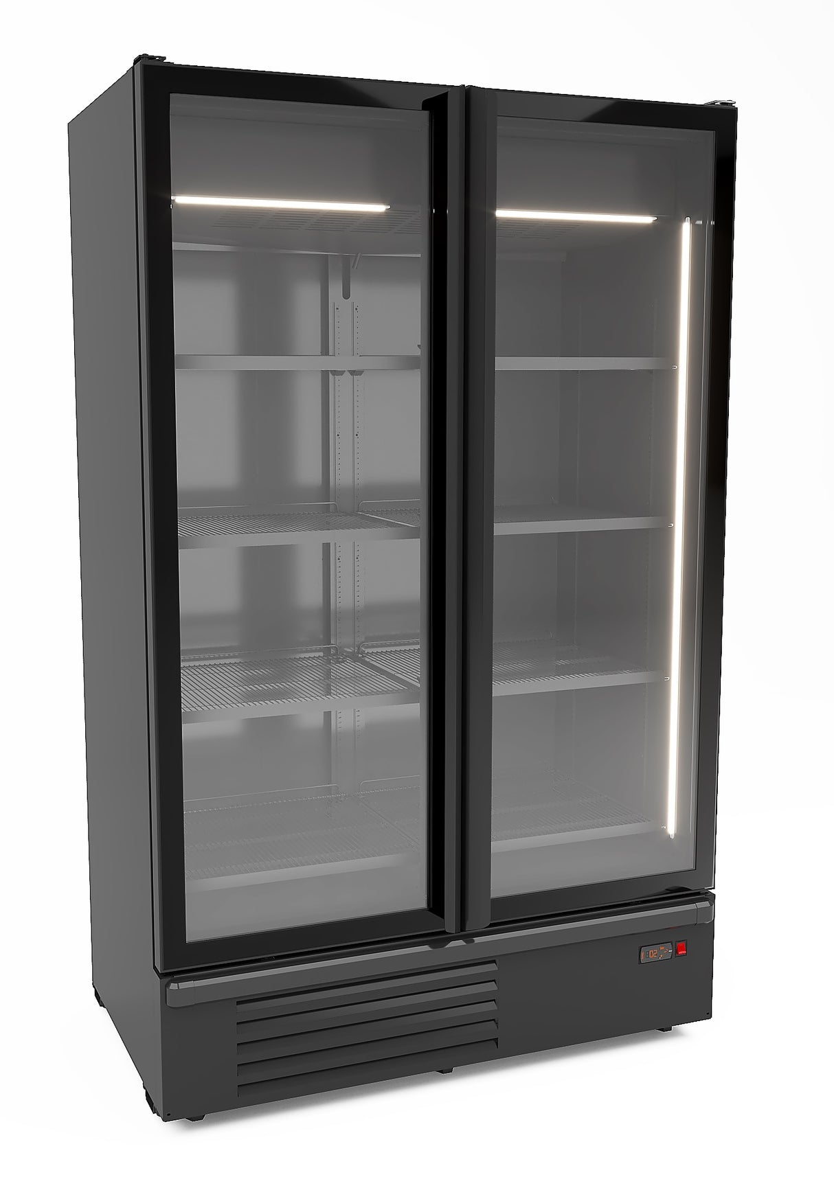 Combisteel Refrigerator 2 Glass Doors Black 1200 L