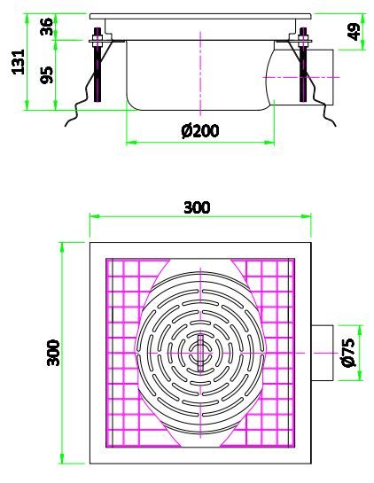 Premium 300 x 300mm Fixed Horizontal Floor Drain by Combisteel – Efficient Kitchen Drainage Solution