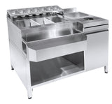Commercial Catering Equipment - Cocktail Bar Station Incl. Sink, Glass Rinser, Gn Containers And Speedrail For Bottles