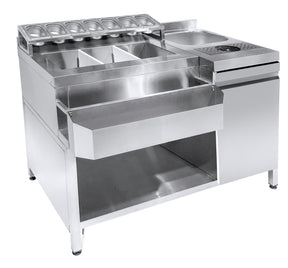 Cocktail Bar Station Incl. Sink, Glass Rinser, GN Containers And Speedrail For Bottles