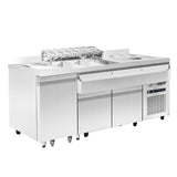 Refrigerated Cocktail Bar Station Incl. Sink, Glass Rinser, Speedrail For Bottles, Cutting Board And Waste Bin