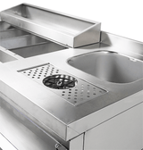 Commercial Catering Equipment - Refrigerated Cocktail Bar Station Incl. Sink, Glass Rinser, Speedrail For Bottles, Cutting Board And Waste Bin