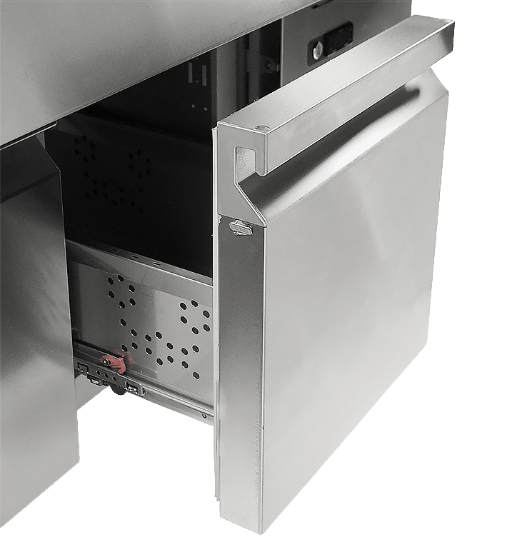 Commercial Catering Equipment - Refrigerated Cocktail Bar Station Incl. Sink, Glass Rinser, Speedrail For Bottles, Cutting Board And Waste Bin