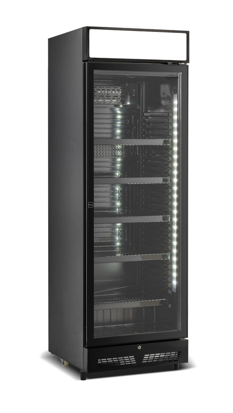 Refrigerator 1 Glass Door Black With Light Box Sve-450 Blc