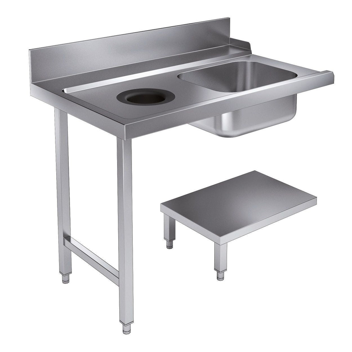 High-Quality Combisteel Pre-Wash Dishwasher Entry Sink with Scrape Waste Hole - Space-Saving 1200mm Flat Pack Design (Model 7106.0015)