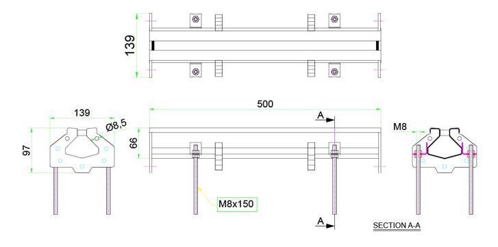 Versatile Combisteel Connectable Slotted Kitchen Trench Drain - 500 x 65mm (Model 7107.0005)