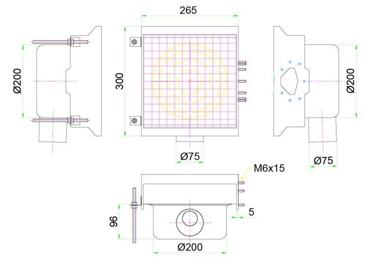 Versatile Combisteel Drain with Single Outlet for Connectable Slotted Channel - 300 x 265mm - Model 7107.0020