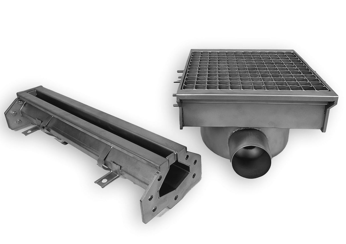Versatile Combisteel Drain with Single Outlet for Connectable Slotted Channel - 300 x 265mm - Model 7107.0020